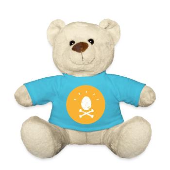 Pirate Easter Egg in Yolk Yellow Krim Grungy Style - Teddy Bear - atoll blue - Front