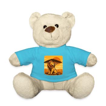 Löwe vor Sonnenuntergang in der Savanne - Teddy - Atollblau - Vorne