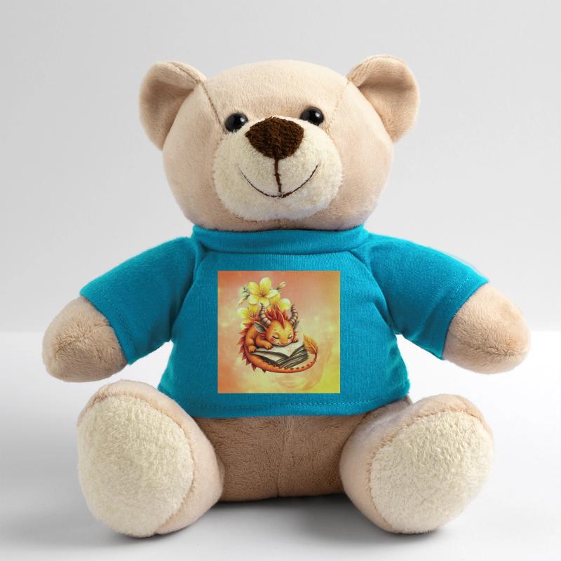 Verschlafener Drache auf geblümtem Buch Teddy
