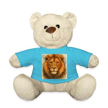 Watercolor Lion Portrait - Teddy Bear - atoll blue - Front