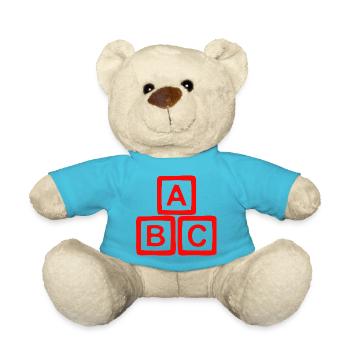 ABC Block Contrast Design - Teddy Bear - atoll blue - Front