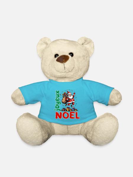 Frohe Weihnachts-Weihnachtsmann-Cartoon-Geschenke - Teddy - Atollblau