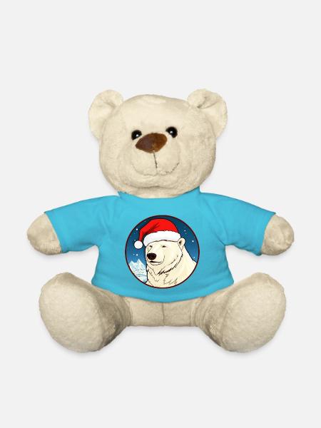 Christmas Polar Bears - Teddy Bear - atoll blue
