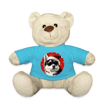 Husky Santa with sunglasses - Teddy Bear - atoll blue - Front