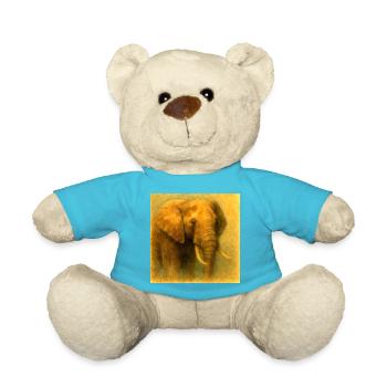 Golden Elephant in Painted Style - Teddy Bear - atoll blue - Front