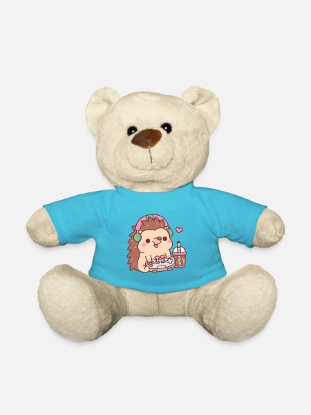 Süßer Igel Mit Gamecontroller Und Boba Tee - Teddy - Atollblau