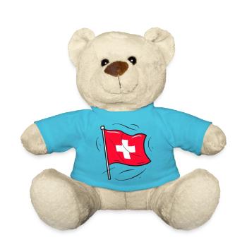 Schweizer Flagge Patriot Design - Teddy - Atollblau - Vorne