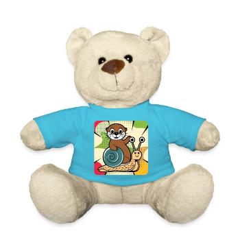 Otter on Snail – Pop Art - Teddy Bear - atoll blue - Front