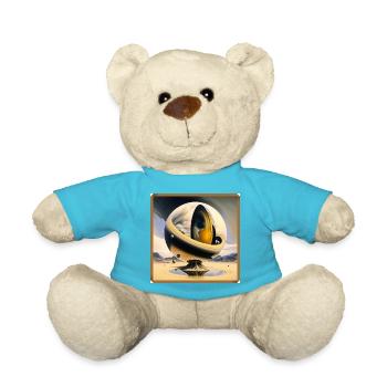 Cosmic sphere over surreal desert island - Teddy Bear - atoll blue - Front