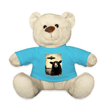 UFO Sheep in Vintage Sketch Style - Teddy Bear - atoll blue - Front