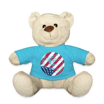 USA Flag Volleyball Patriotic American Sports Gift - Teddy - Atollblau - Vorne