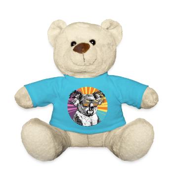 Koala mit Sonnenbrille im Retro Regenbogen - Teddy - Atollblau - Vorne
