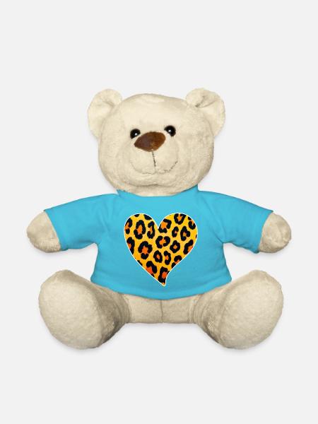 Leopard Herz Muster: Wildes Temperament - Teddy - Atollblau