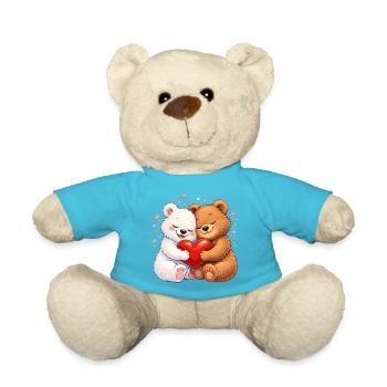 Bears in love with heart – Valentine's Day motif - Teddy Bear - atoll blue - Front