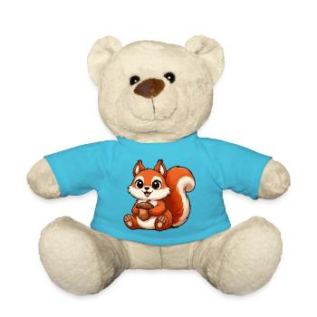 Cute squirrel motif with nut - Teddy Bear - atoll blue - Front
