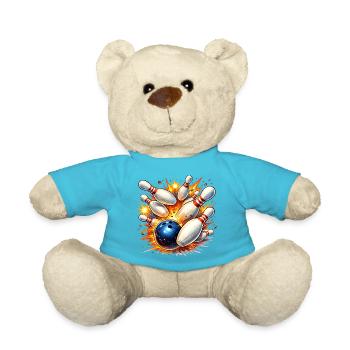 La boule de bowling dégage les skittles - coup direct - Nounours - bleu outremer - Devant
