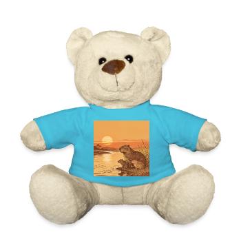 Capybara family by the river at sunset - Teddy Bear - atoll blue - Front