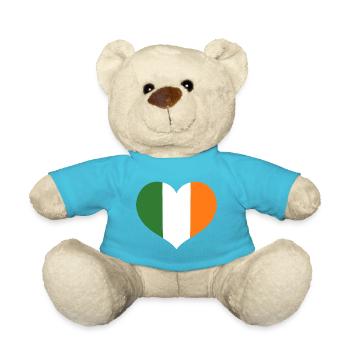 Irish Flag Heart Emblem - Teddy Bear - atoll blue - Front