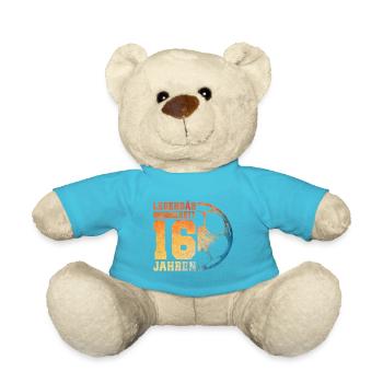 16. Geburtstag Fußball 16 Jahre Junge Teenager - Teddy - Atollblau - Vorne