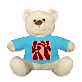 Red Flowers Minimalist Design - Teddy Bear - atoll blue - Front
