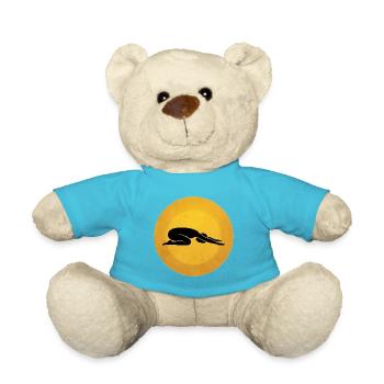Warrior II Yoga Pose Silhouette Sun Design - Teddy Bear - atoll blue - Front