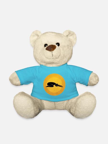 Warrior II Yoga Pose Silhouette Sun Design - Teddy Bear - atoll blue