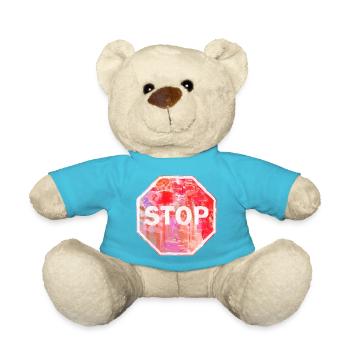 Grunge-Stoppschild - Teddy - Atollblau - Vorne