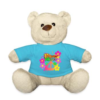 Flower Power Peace Peace Sign - Teddy Bear - atoll blue - Front
