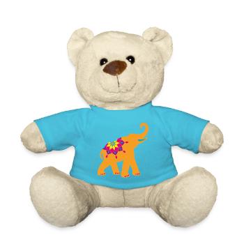 Yoga Elefant Indien bunt Tierliebe Namaste Deko - Teddy - Atollblau - Vorne