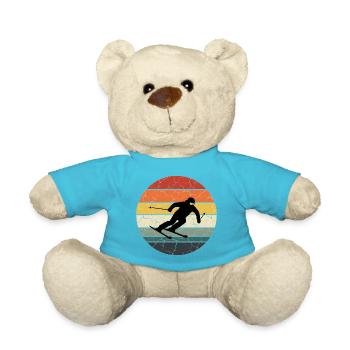 Skier silhouette cracked sunset - Teddy Bear - atoll blue - Front