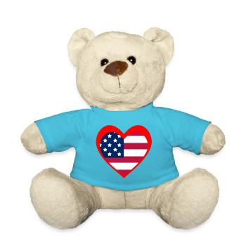 American Heart Flag – Red Patriotic Love - Teddy Bear - atoll blue - Front