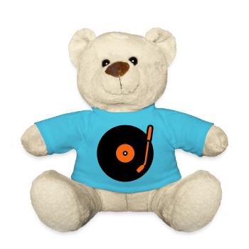 Retro Audio Vinyl Record Tonearm - Teddy Bear - atoll blue - Front