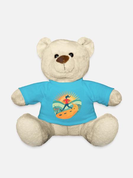 Motivation du trail Running Art rétro Sunrise Runner - Nounours - bleu outremer