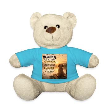 Manchmal kurz anhalten – Hund am See - Teddy - Atollblau - Vorne