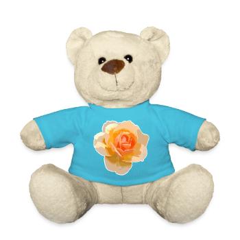 Orangefarbene Rose im Aquarellstil - Teddy - Atollblau - Vorne