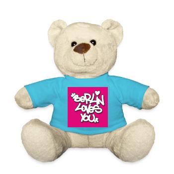 BLY_Berlin je t’aime - Autocollant rose - Nounours - bleu outremer - Devant