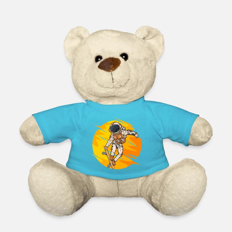 Astronaut Skateboard Jump - Teddy Bear - atoll blue
