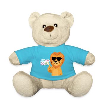 Sweet Lion in Glasses - Teddy Bear - atoll blue - Front