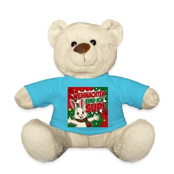 Weihnachtshase . 2 - Teddy - Atollblau - Vorne