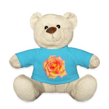 Art de la fleur de rose jaune rose rose enflammée - Nounours - bleu outremer - Devant
