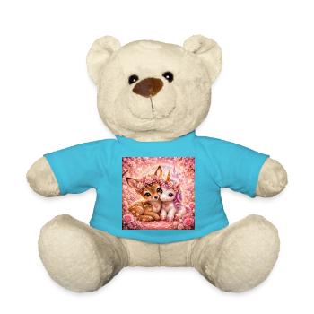 Blumenelfenwald Verliebt niedlich süß Reh Einhorn - Teddy - Atollblau - Vorne