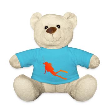 Gift idea for a diving fan with freediving - Teddy Bear - atoll blue - Front