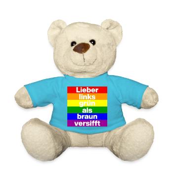 ICH BIN GERNE LINKS GRÜN VERSIFFT, NO NZS, FRIEDEN - Teddy - Atollblau - Vorne