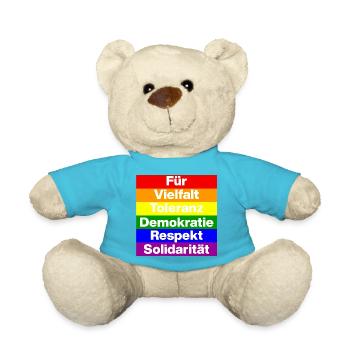 VIELFALT TOLERANZ DEMOKRATIE RESPEKT SOLIDARITÄT - Teddy - Atollblau - Vorne