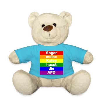 SOGAR MEINE KATZE HASST DIE AFD, NO AFD NO NZS  - Teddy - Atollblau - Vorne