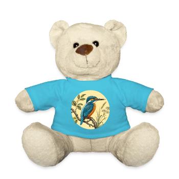 Vintage Botanical Kingfisher - Teddy Bear - atoll blue - Front