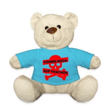 KEINEN BOCK AUF FASCHOS, NO NZS, NO AFD, SKULL ROT - Teddy - Atollblau - Vorne