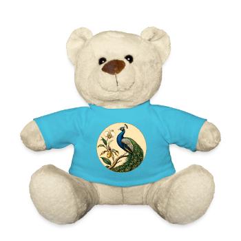 Paon Bleu sur Cercle Doré Floral - Nounours - bleu outremer - Devant