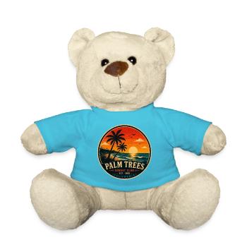 Palmen Retro Abzeichen Vintage-Küstengrafik - Teddy - Atollblau - Vorne