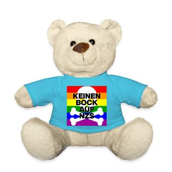 KEINEN BOCK AUF NZS, NO NZS, NO AFD, SKULL WEISS - Teddy - Atollblau - Vorne